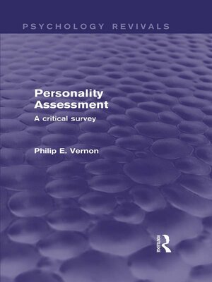cover image of Personality Assessment (Psychology Revivals)